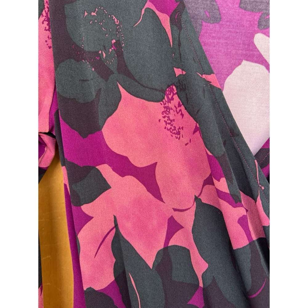 CAbi Purple Shadow Floral Faux Wrap Jersey Dress M - Picture 4 of 11